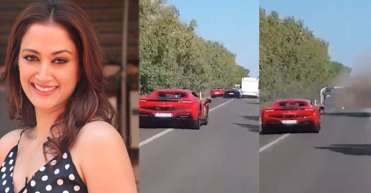 gayatri-joshi-accident Gayatri and her husband were part of the luxury car tour in Italy. Photo: Twitter | @globeclip