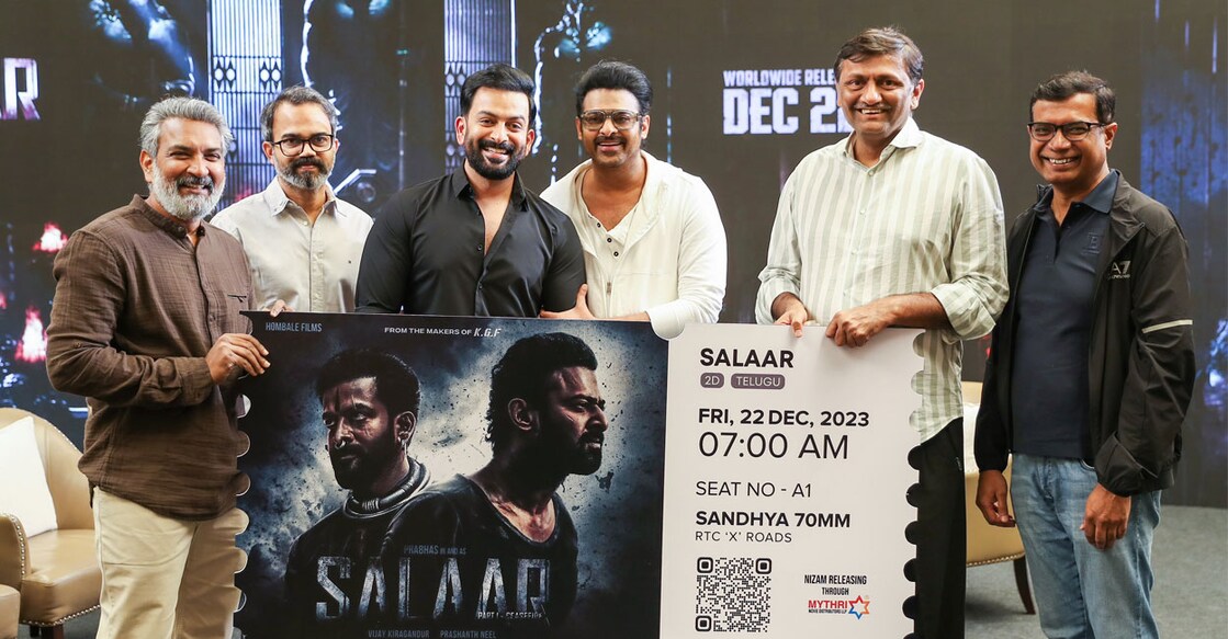 SS Rajamouli with Salaar cast. Photo: X/Hombale films