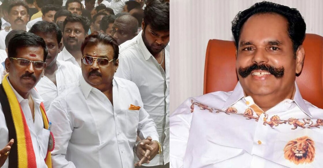 K T Kunjumon (R) said Vijayakanth was a star who supported several upcoming talents. Photo | PTI