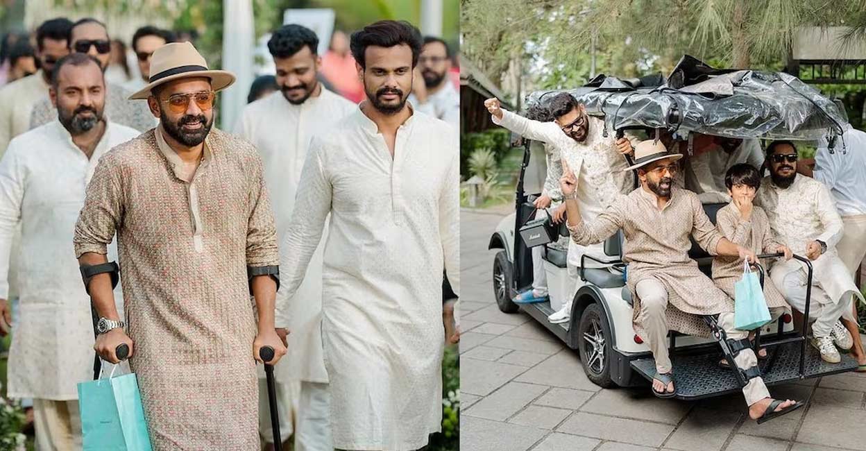 The actor was seen smiling and interacting with people as he arrived at the event on crutches. Photos | Instagram