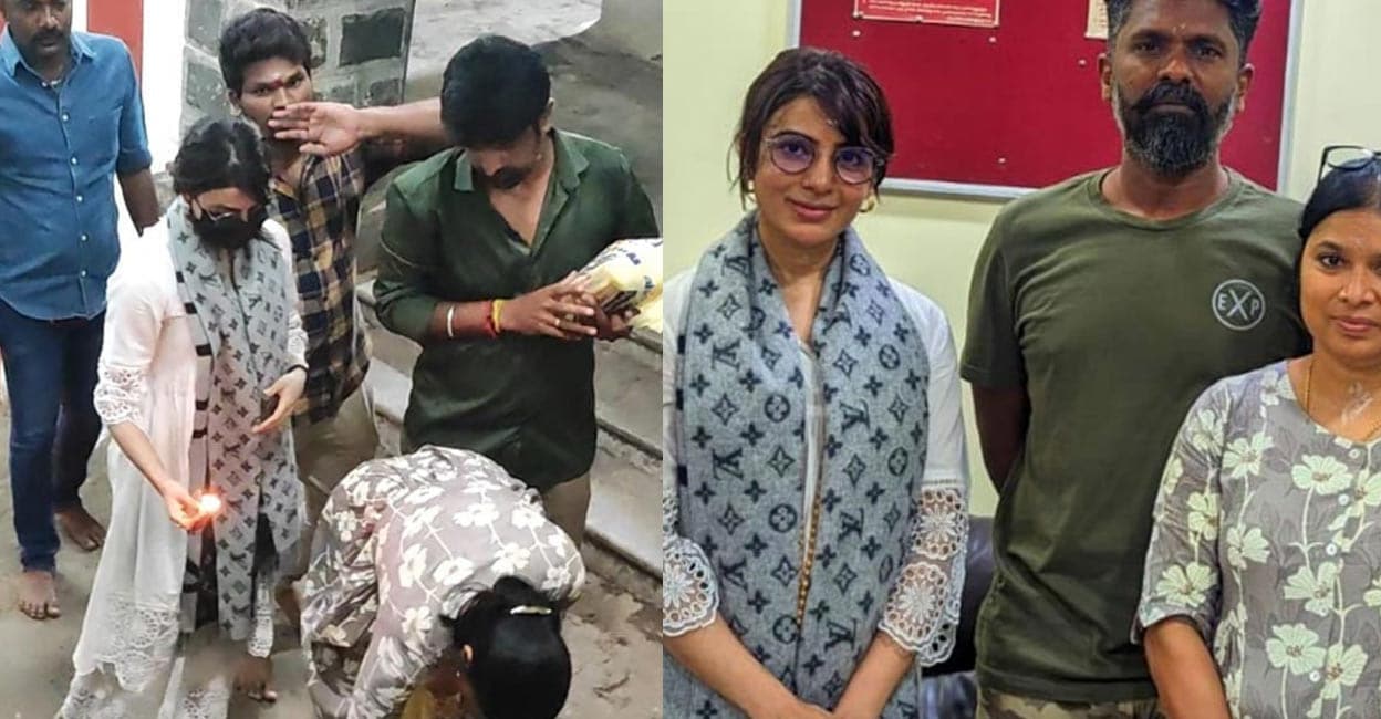 Samantha visits Palani Murugan temple, climbs 600 steps barefoot ...