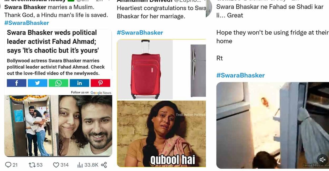 Screenshots of some of the troll tweets. 