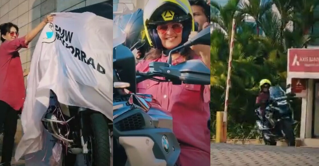 Manju recently secured her two-wheeler licence. Video stills | Facebook
