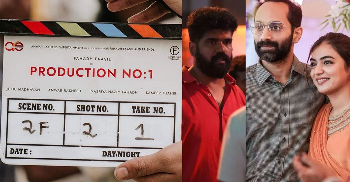 Fahadh starts acting in Jithu Madhavan's next produced by Nazriya.Photo: Collage of screen grabs