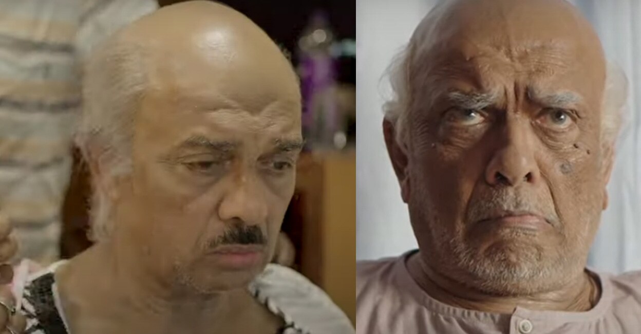 The makeup along with Vijayaraghavan's expressions brought life to Ittoop's character in 'Pookkaalam'. Video stills | YouTube