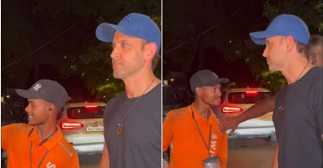 The actor leaned towards the delivery person, but his security guard pushed him away. Photo: IANS