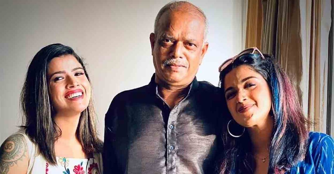 Popular singers Abhirami and Amrutha are Suresh's daughters. Photo: Instagram