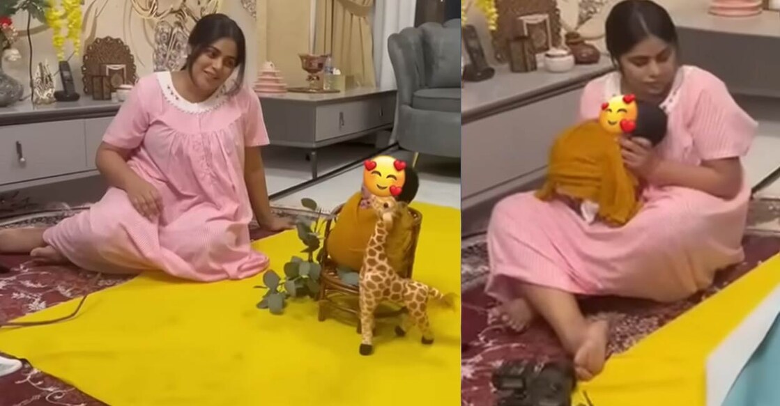 Shamna Kasim also posted the behind-the-scenes of her baby's photo shoot. Video stills | YouTube