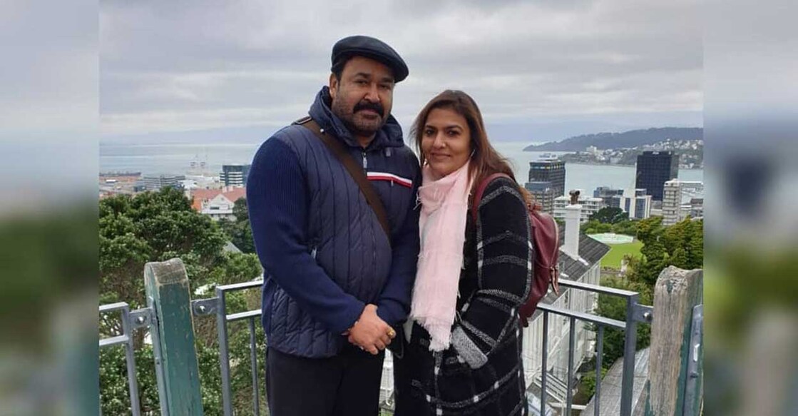 Mohanlal with wife Suchitra. Photo: Instagram/Mohanlal