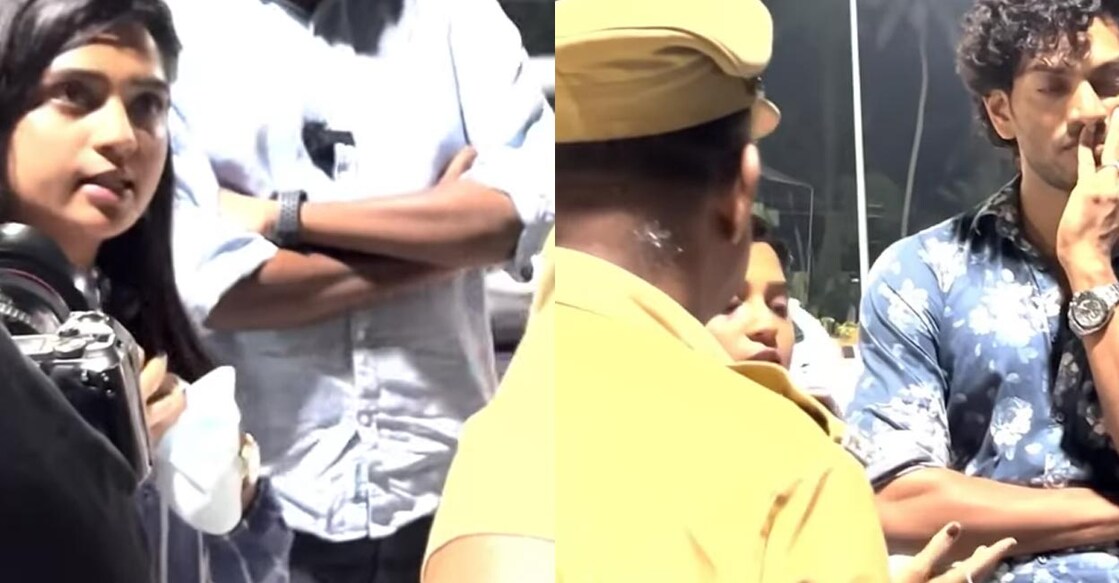 Video of Gouri G Kishan arguing with the cops. Video stills