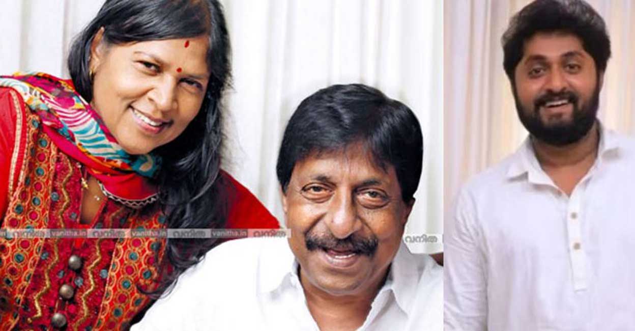 Dhyan Sreenivasan and family According to Vimala, certain interviews given by Dhyan leave her feeling disheartened. Photo: Manorama