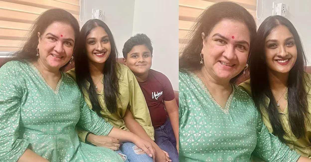 Urvashi and kids Urvashi's followers were thrilled to see the trio together. Photo: Manorama