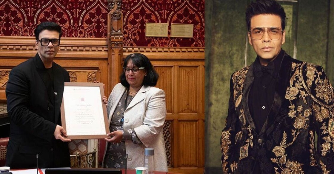 Indian-origin House of Lords peer Baroness Sandy Verma presented the citation to Johar. Photos: IANS | Instagram (karanjohar)