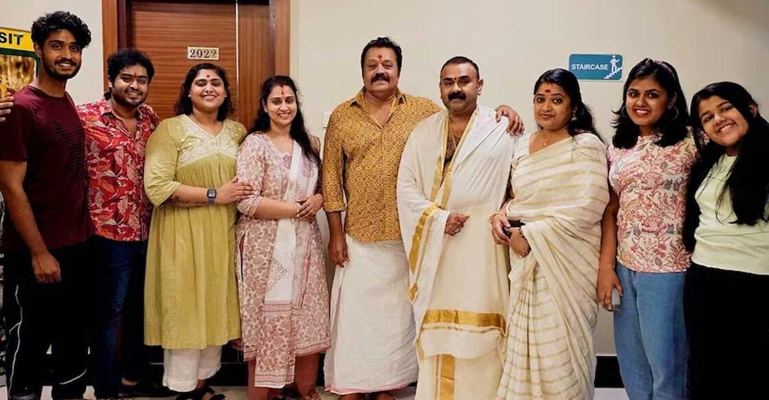 Shaju Sreedhar and Suresh Gopi's families. Photo: Facebook/Shaju Sreedhar