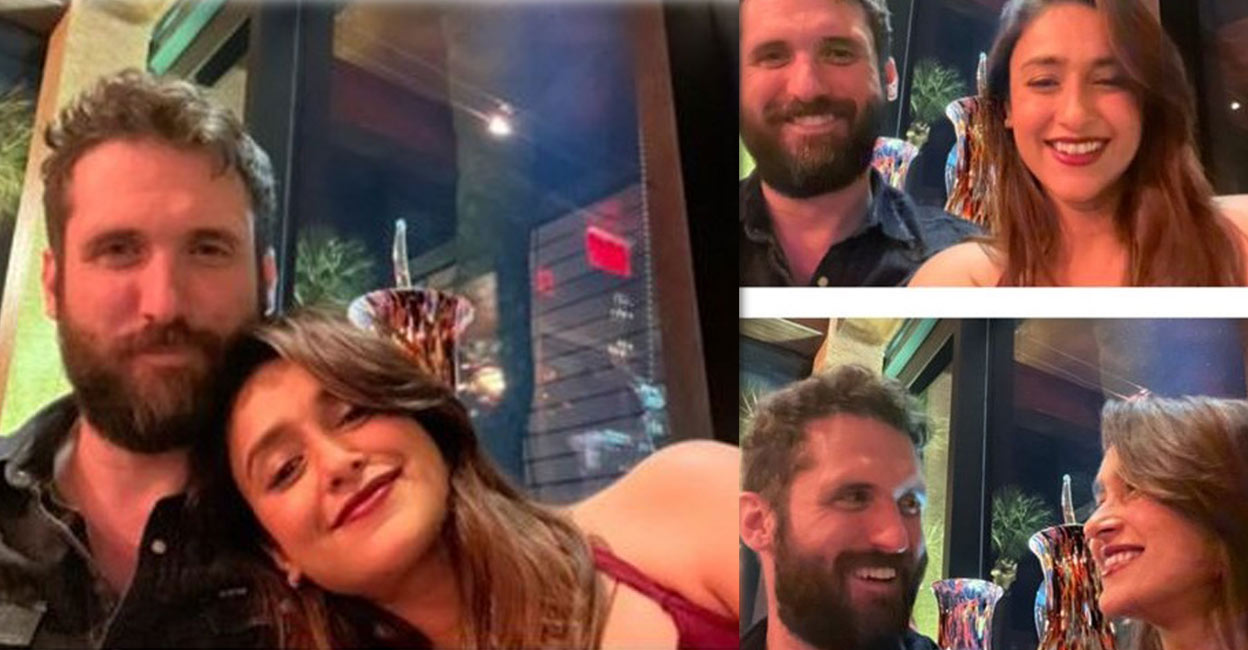 While D'Cruz looked like a doll in a red spaghetti dress, the man was dressed in a black shirt and had a beard. Photos: IANS