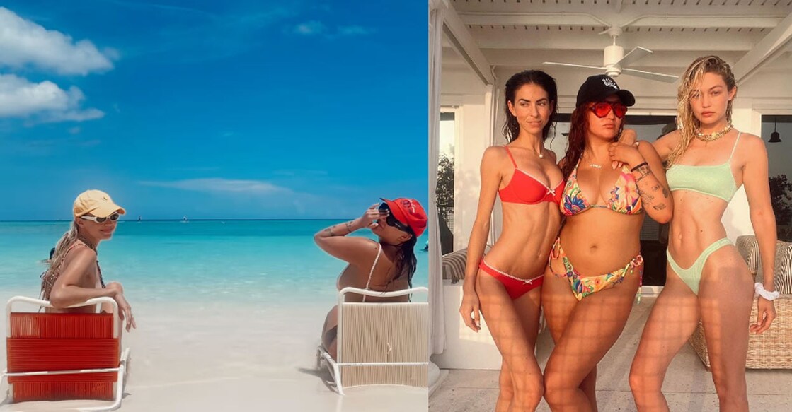 The first post features a video of the model with her friend chilling by the sea. Photo: Instagram
