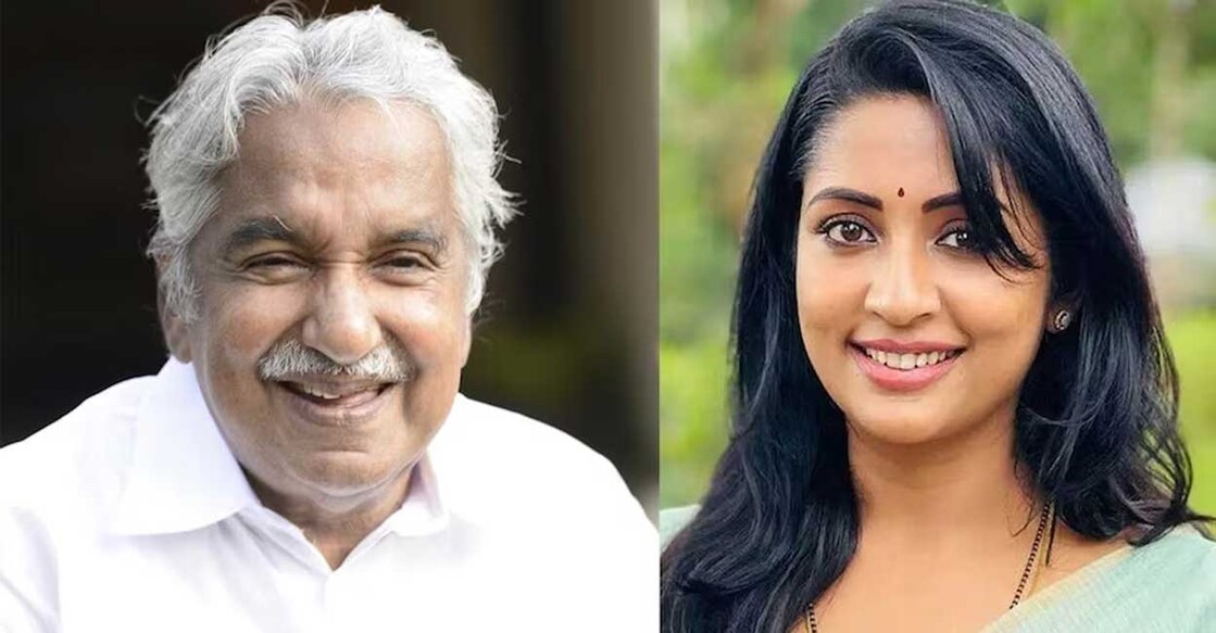 Oommen Chandy, Navya Nair. Photo: Manorama Online