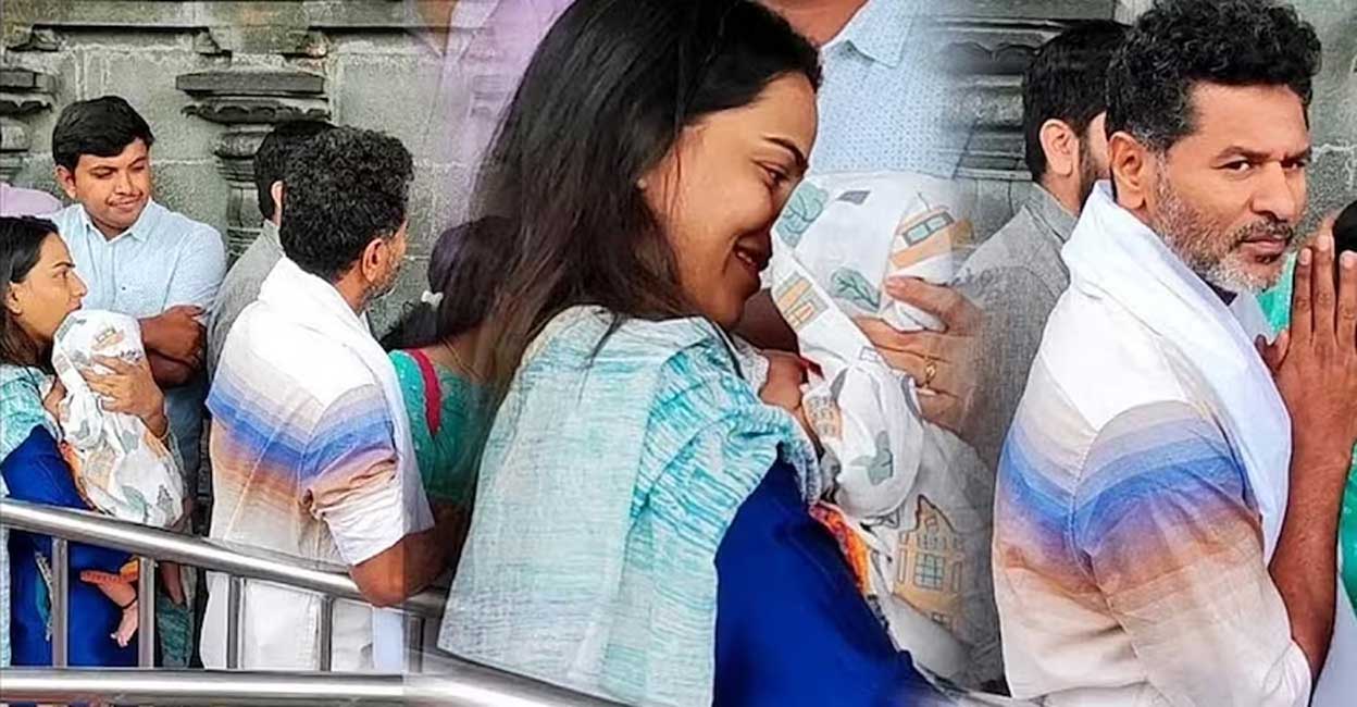 Prabhudeva with family at Tirupati. Photo: Manorama Online