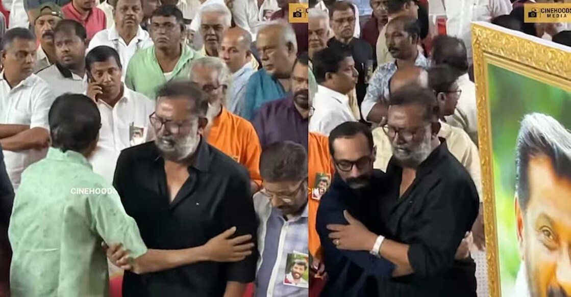 Fahadh consoles Lal. Photo: YouTube/@cinehoods