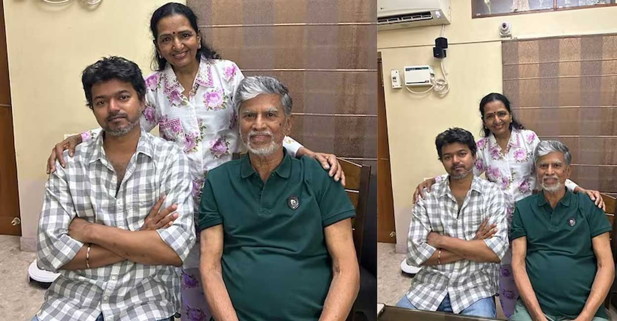 Vijay, who had been in the US for a film shoot, returned to Chennai recently, and it is believed that his visit was to see his father. Photo: Facebook/SA Chandrasekhar