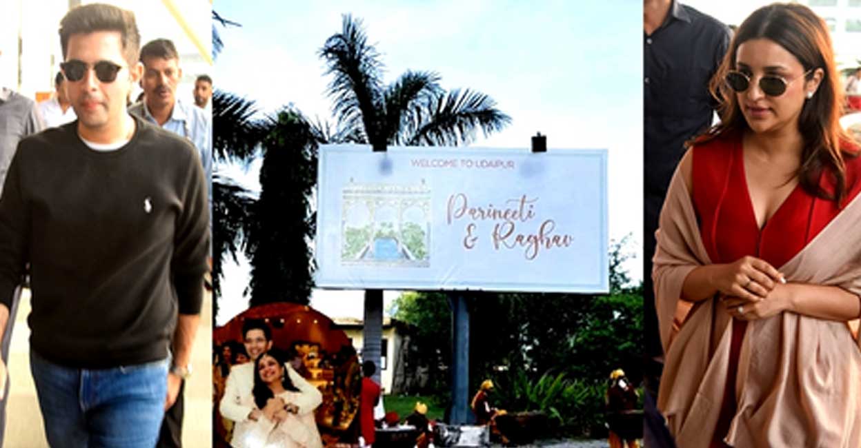 On her arrival in Udaipur, Parineeti can be seen greeting people with a big smile. Photo: IANS