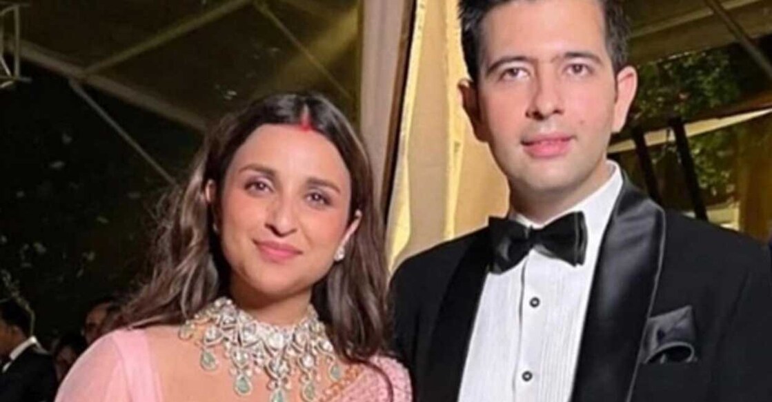 Parineeti and Raghav The jaimala and pheras took place around 4.30 p.m. Photo: IANS