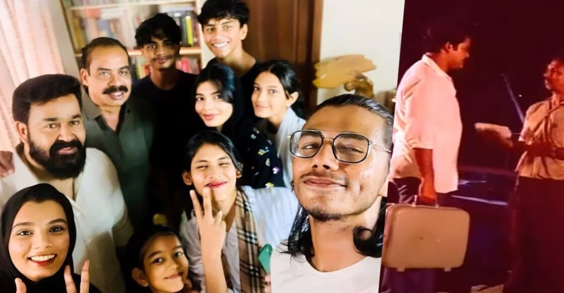 This was Mohanlal's first visit to Mamukkoya's home. Photo | Facebook