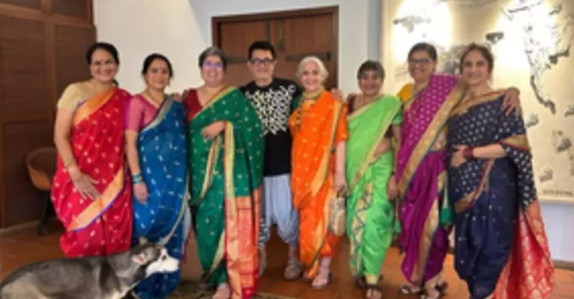 Aamir's ex-wife and Ira's mother Reena Dutta along with Kiran Rao, also wore Nauvari saris to the function. Photo | IANS