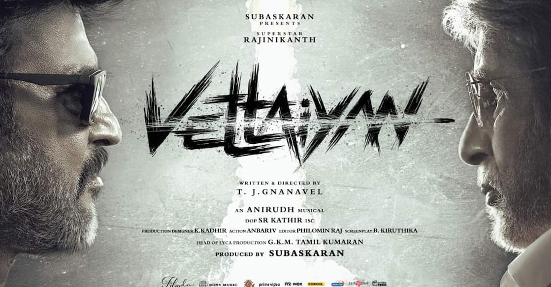 vettaiyan-trailer The poster of 'Vettaiyan'.