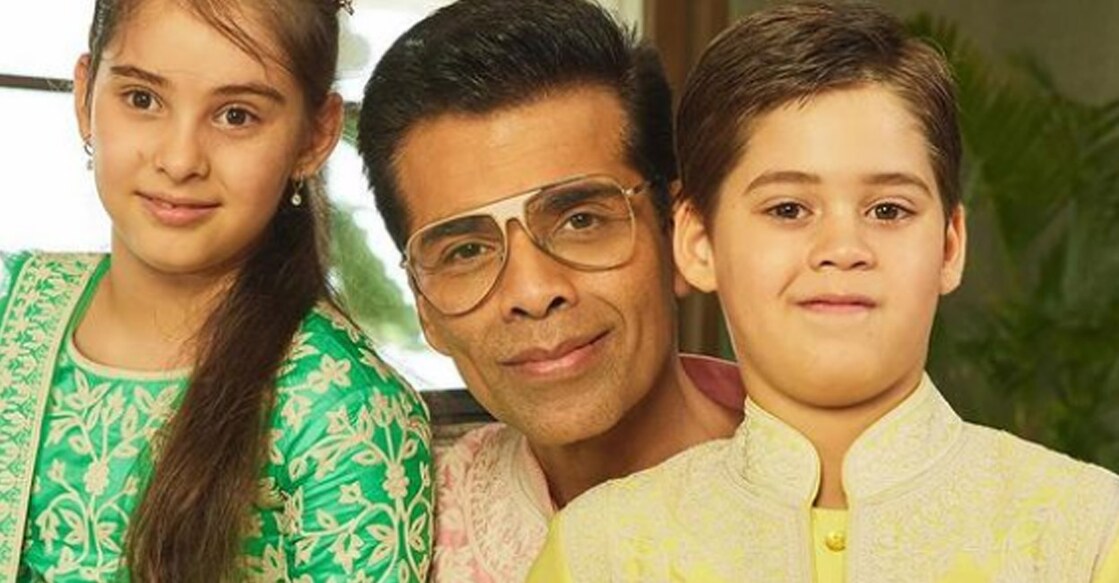 Karan Johar with his children. Photos: Instagram