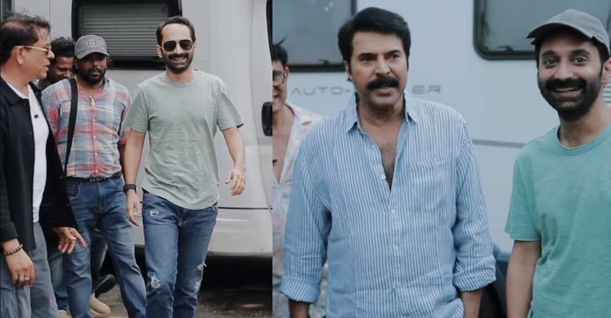Fahadh Faasil with Mammootty in Sri Lanka. Photos: Special arrangement
