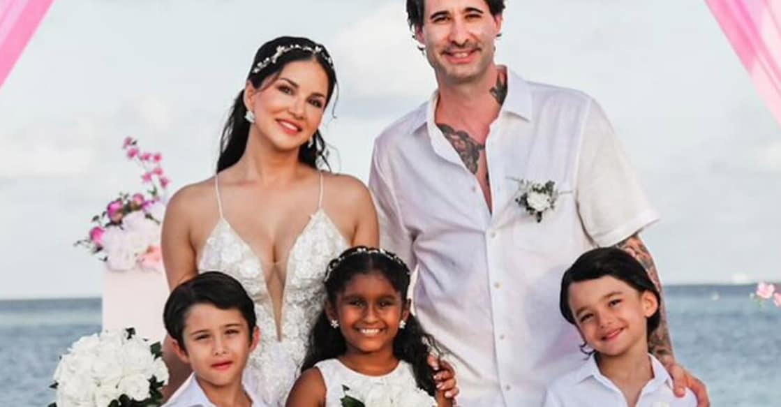 Sunny Leone with Daniel and their children. Photo: Instagram/ @sunnyleone