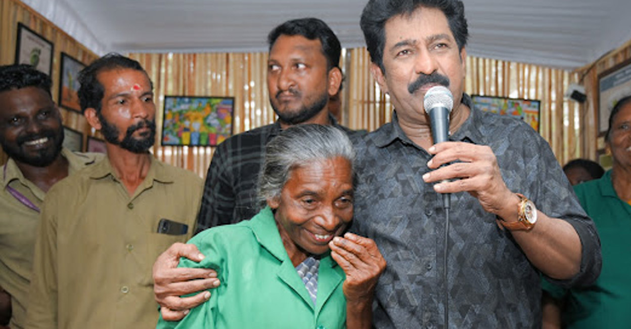 Premkumar was with a Harithakarma Sena worker during the State Suchitva Mission's stall opening at IFFK. Photo: Special arrangement