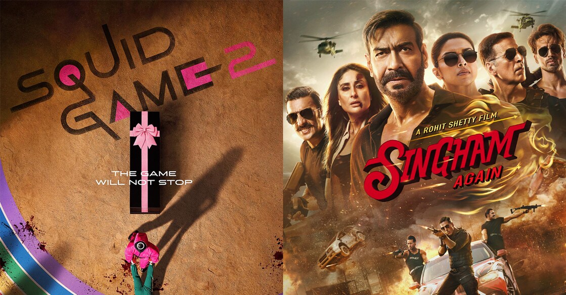 Posters of 'Squid Game', and 'Singham Again'. Photo: IMDb