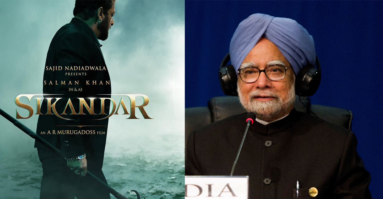 'Sikandar' poster, Manmohan Singh. Photo: Instagram/Reuters/Rogan Ward/File Photo