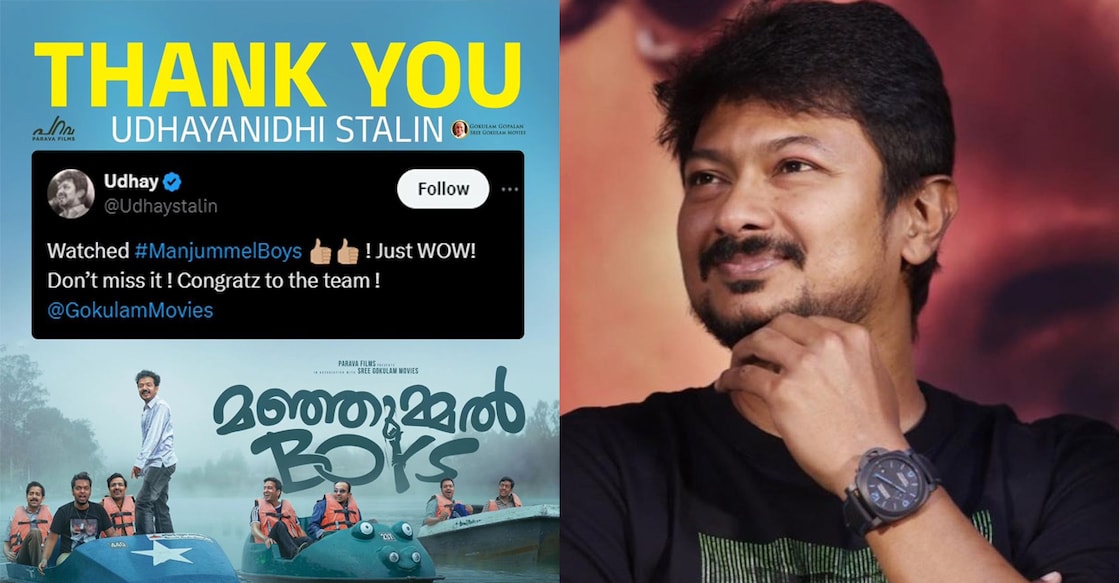 Manjummel Boys poster, Udhayanidhi Stalin. Photo: Instagram