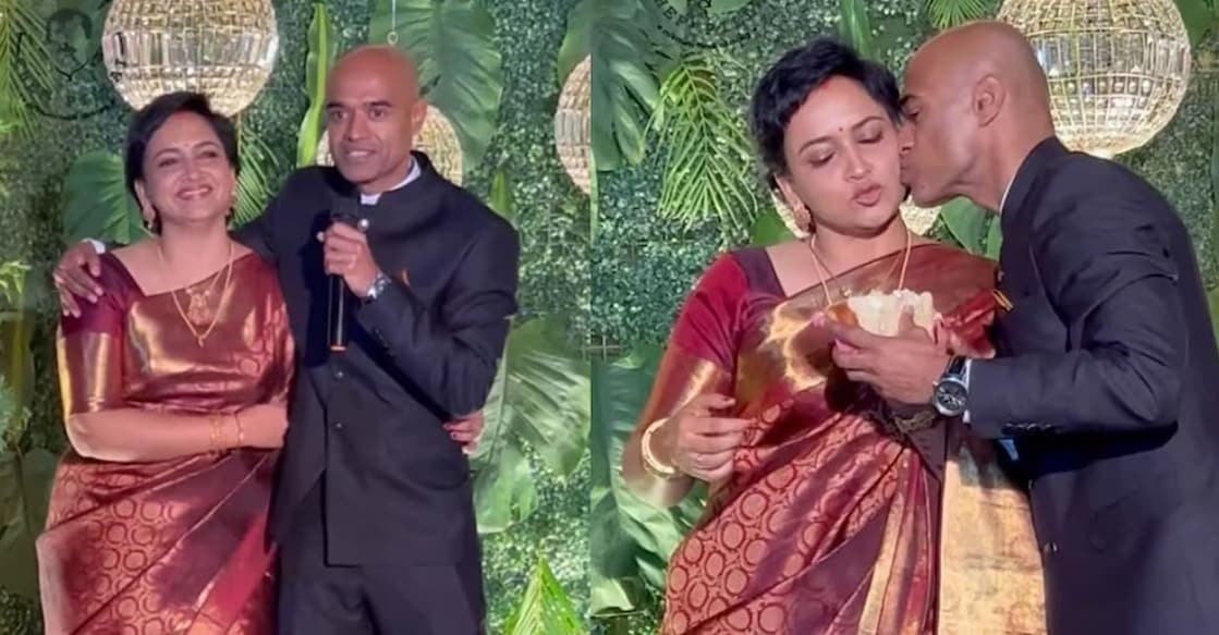 lenaa-marriage Celebrity chef Suresh Pillai shared the video of the wedding reception on social media. Photo | Facebook