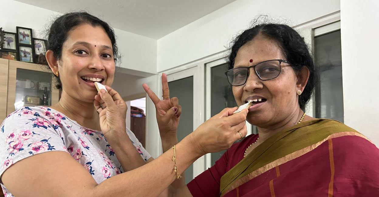 divya-prabha-family Divya Prabha's mother and sister celebrate her win at Cannes. Photo | Special arrangement