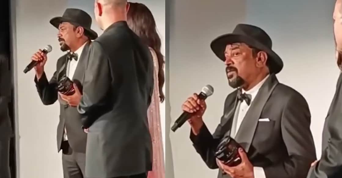 santhosh-sivan-latest Santhosh Sivan speaks after receiving the award. Video still | Facebook (aniesh upaasana)