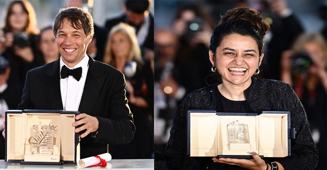 US director Sean Baker, Payal Kapadia. Photo: LOIC VENANCE / AFP