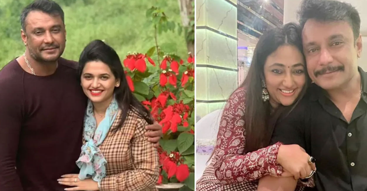 Darshan with Pavithra Gowda (l) and his wife Vijayalakshmi (right). Photos: Instagram)