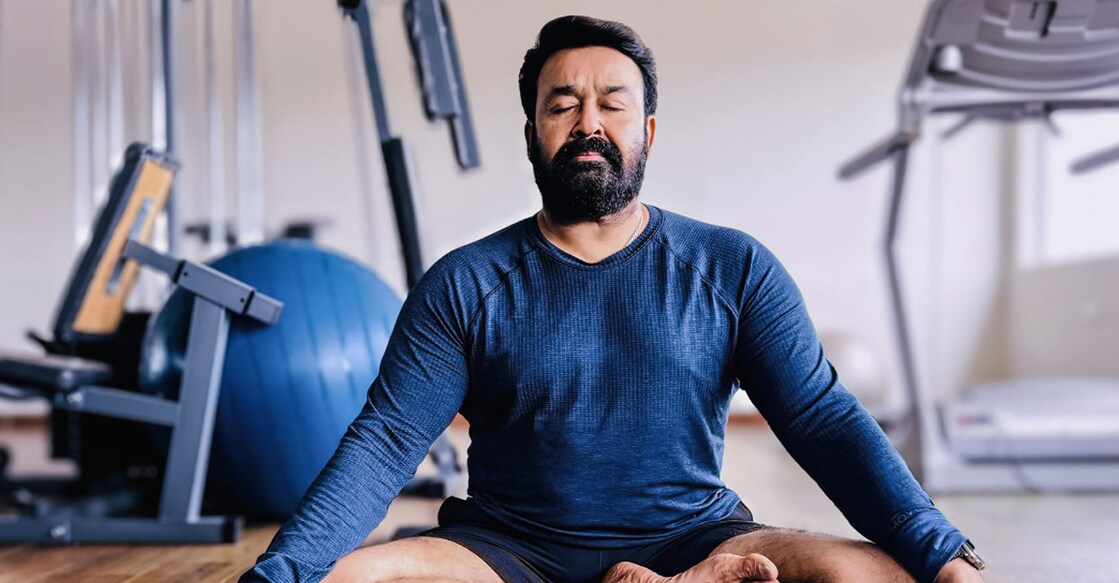 Mohanlal practicing yoga. Photo | Facebook