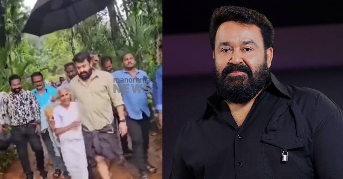 mohanlal-fan Mohanlal with the elderly fan. Photo: Manorama News
