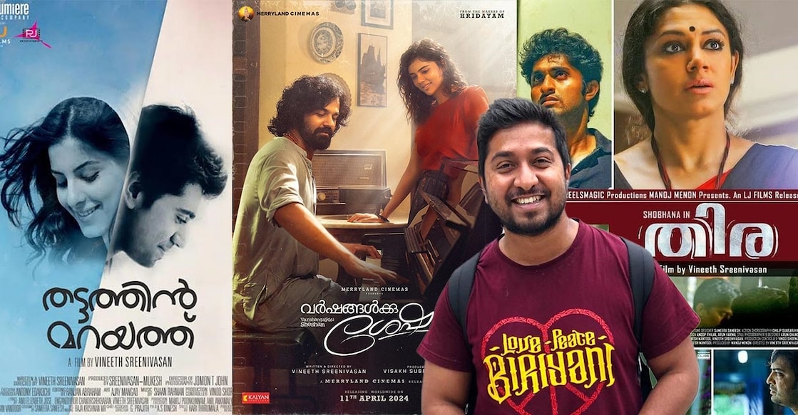 Collage of Vineeth Sreenivasan movie posters. Photo: IMDb