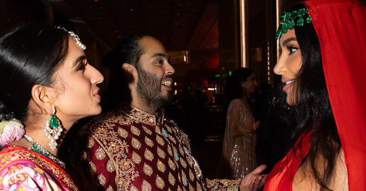 Kim with Anant and Radhika. Photo: Instagram