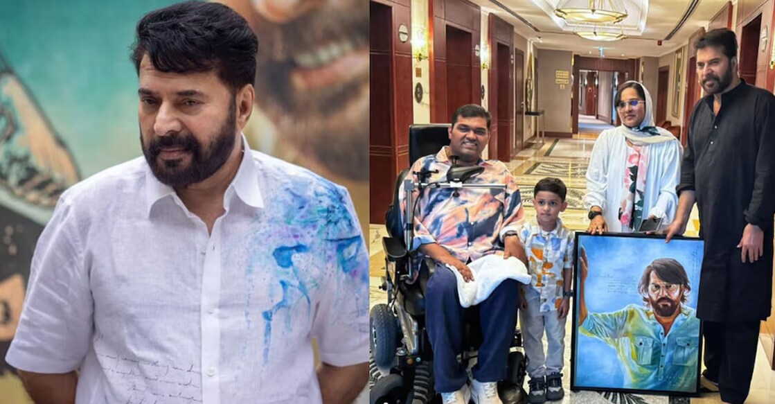 Mammootty with Jesfer and family. Photo: Instagram/Jesfer P Kottakkunnu