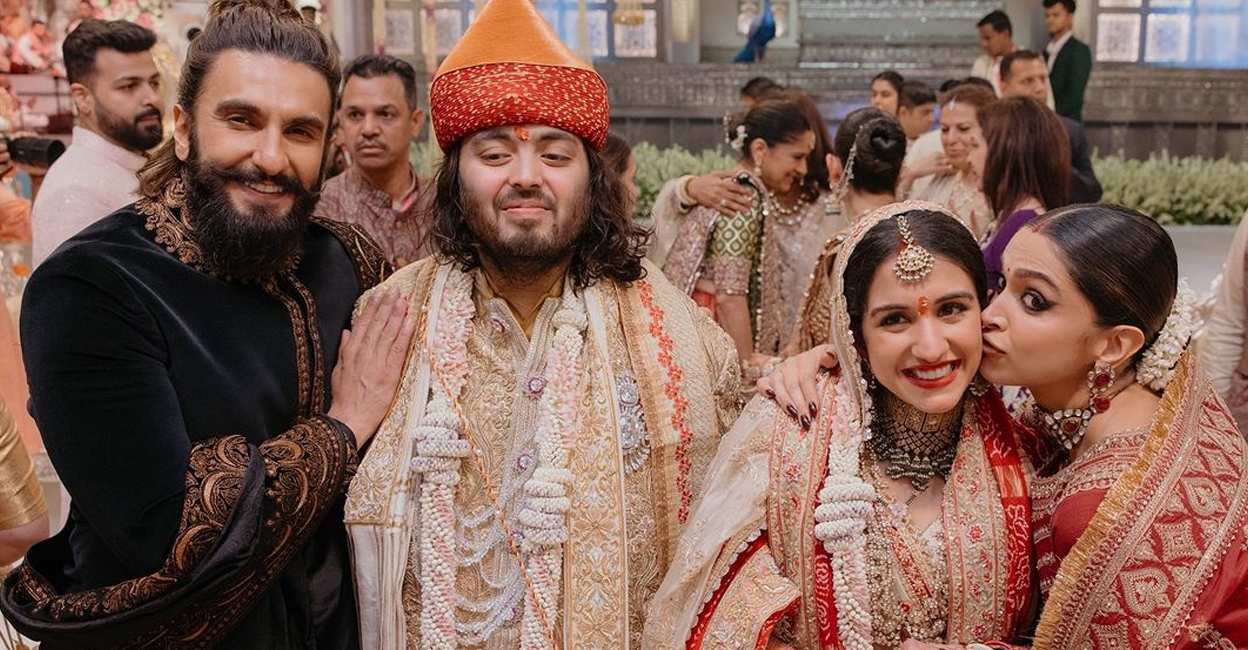 Deepika and Ranveer with Anant and Radhika. Photo: Instagram
