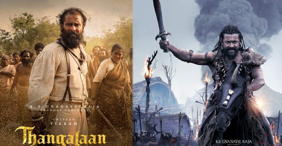 Thangalaan stars Vikram in the lead, while Suriya headlines 'Kanguva.' Photos: Instagram