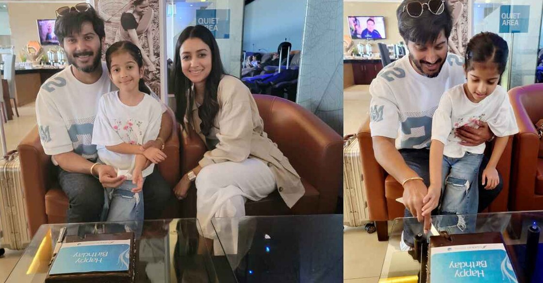 Dulquer Salmaan with family. Photo: Facebook/SriLankan Airlines