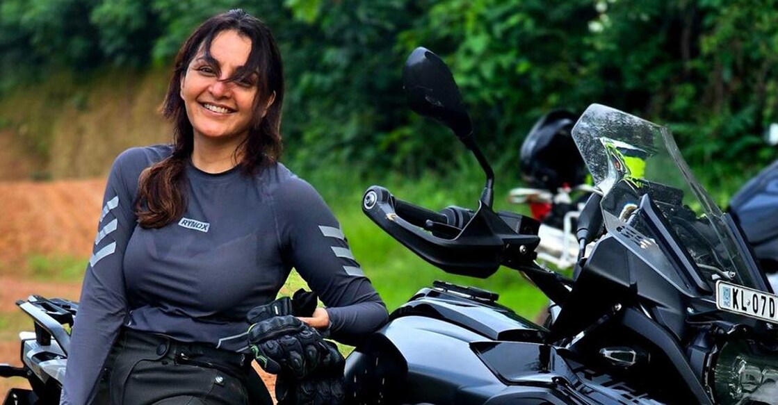 Manju Warrier with her bike. Photo | Instagram